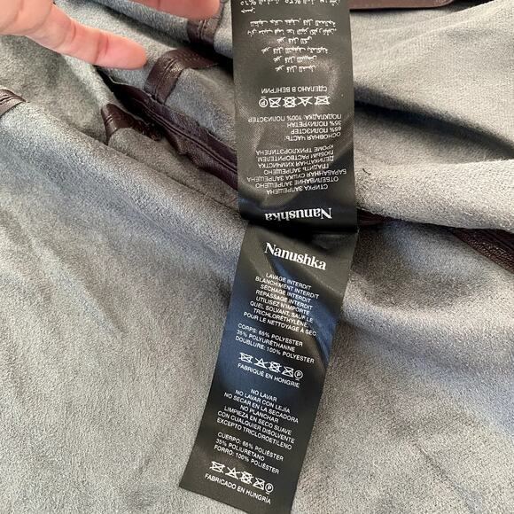 NEW Nanushka Naum Alt Faux Vegan Leather Button Down Collared Top Large - Picture 9 of 9